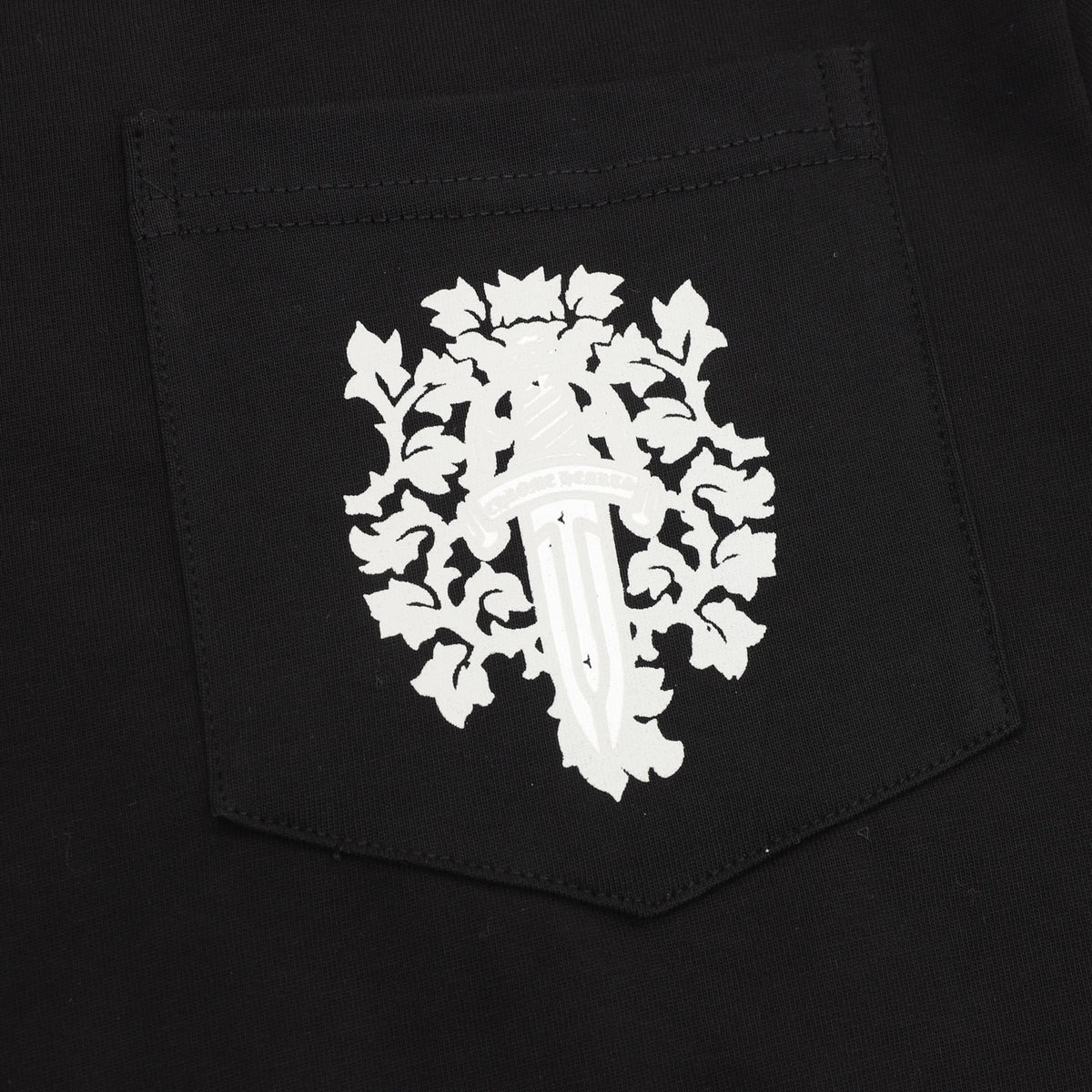 Floral Cross Long Sleeve Pocket T-Shirt Black
