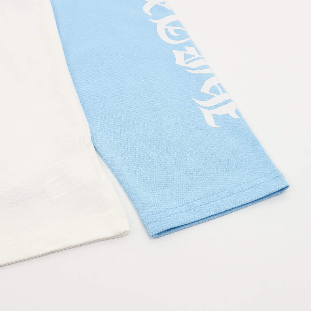 Horseshoe Baseball Long Sleeve T-Shirt White & Light Blue