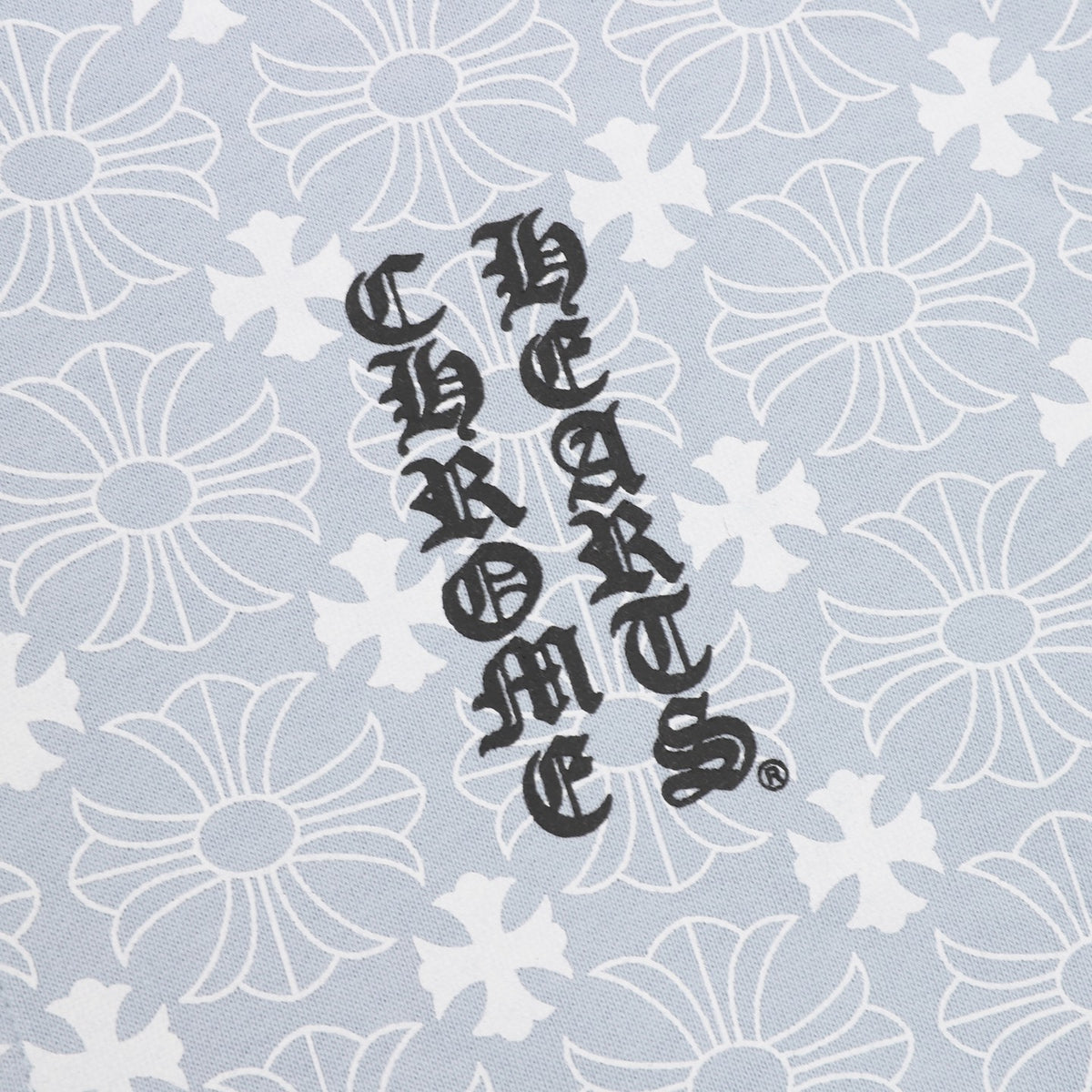 Floral Cross Zip-Up Hoodie Light Blue