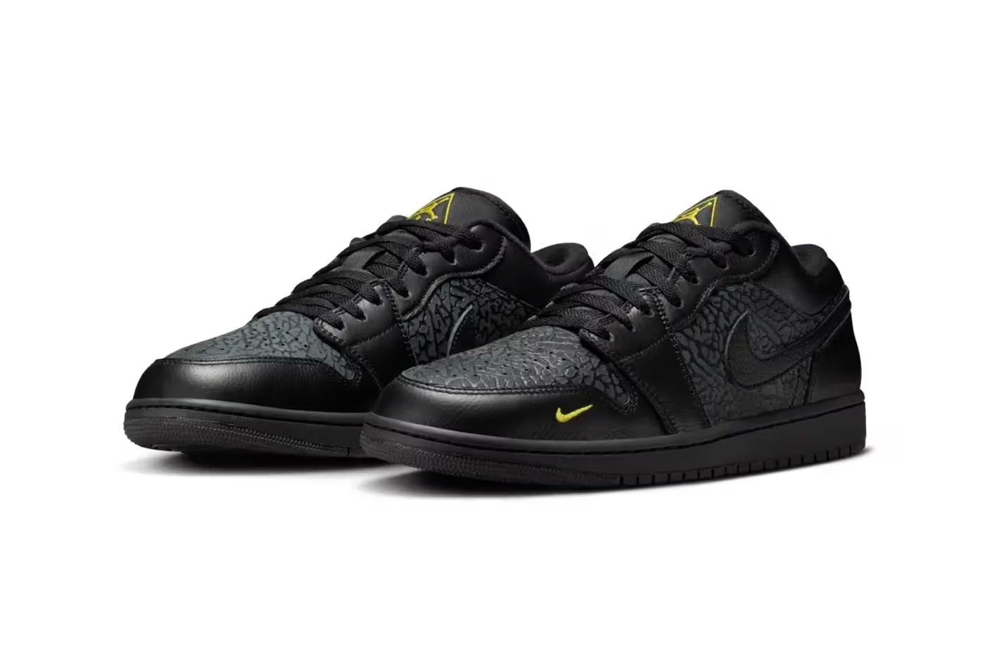 Air Jordan 1 Low Elephant Print Black Yellow