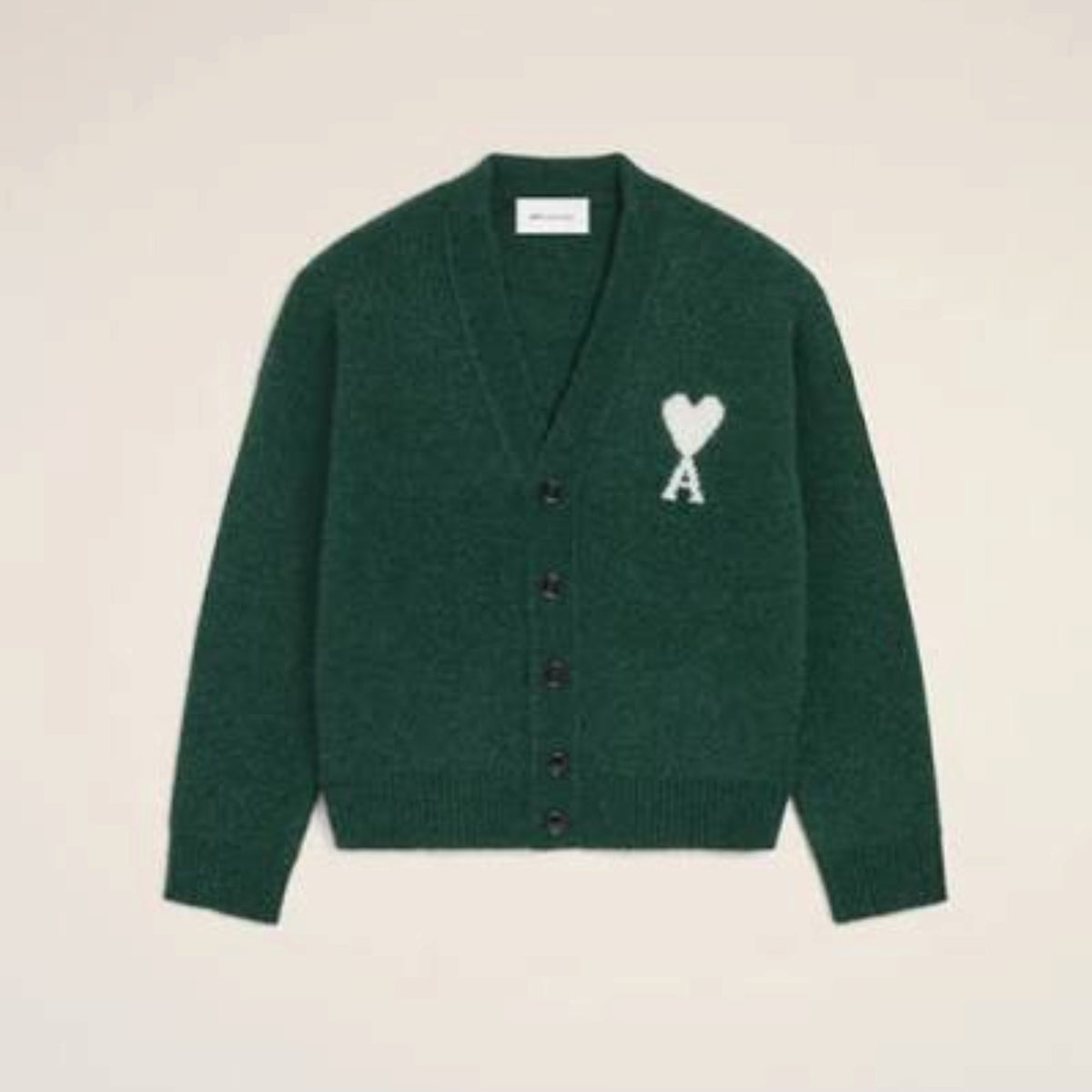 Ami de Coeur Alpaca Cardigan Bottle Green / Ecru