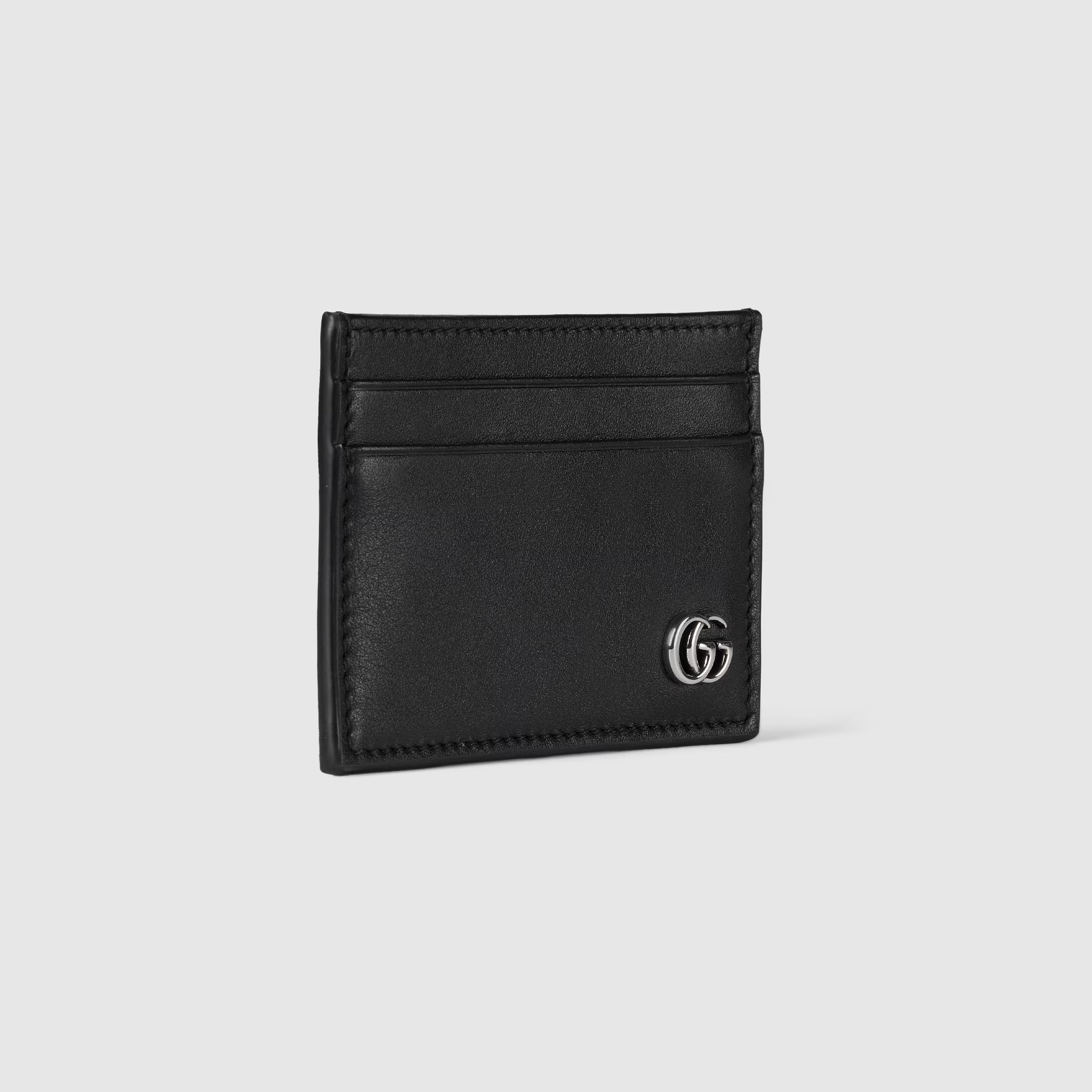 Gucci GG Marmont Card Case with Money Clip Black Soft Leather