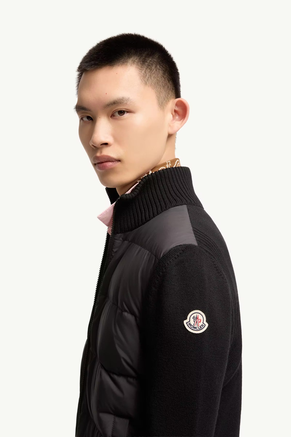 Padded Wool Zip-Up Cardigan