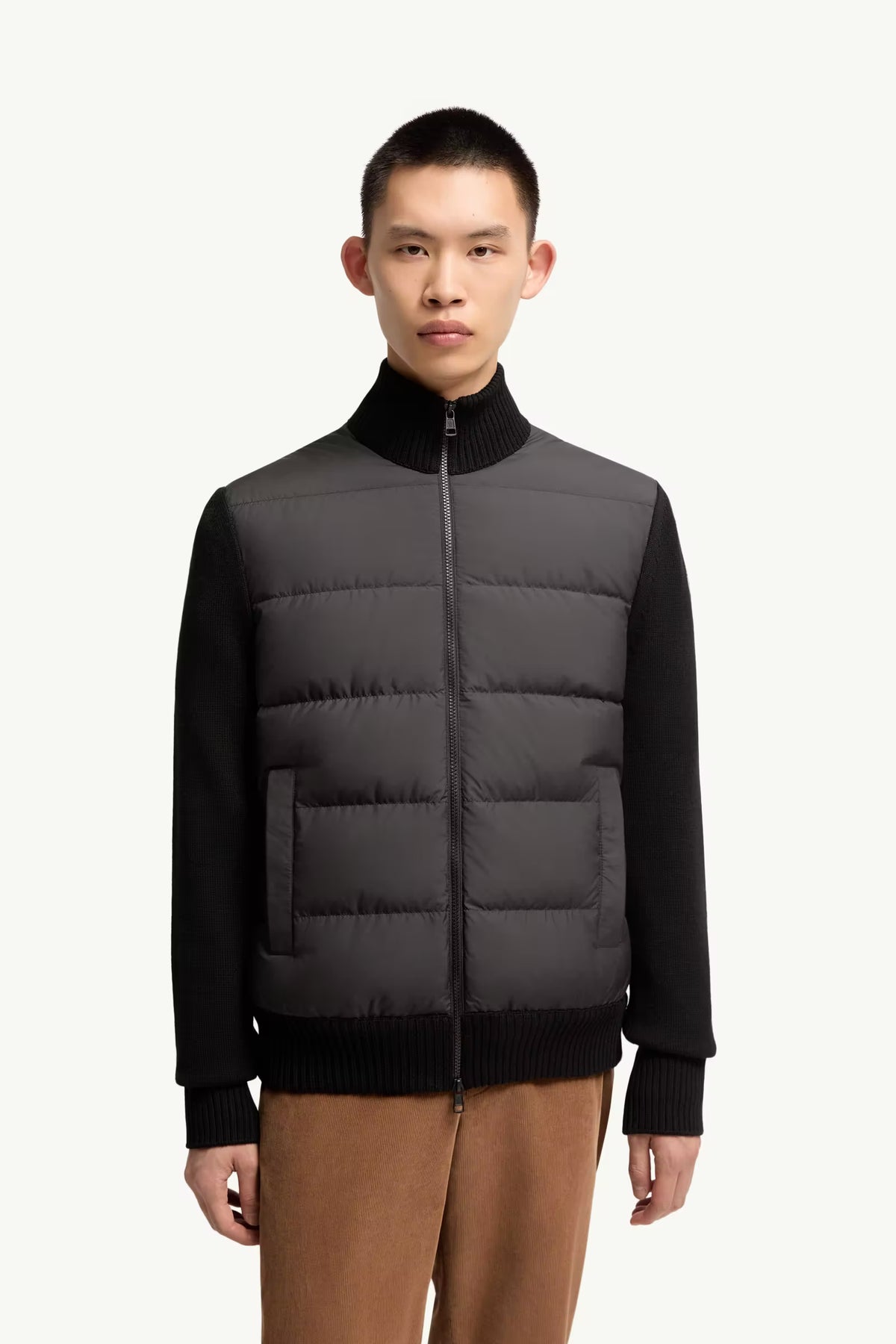 Padded Wool Zip-Up Cardigan