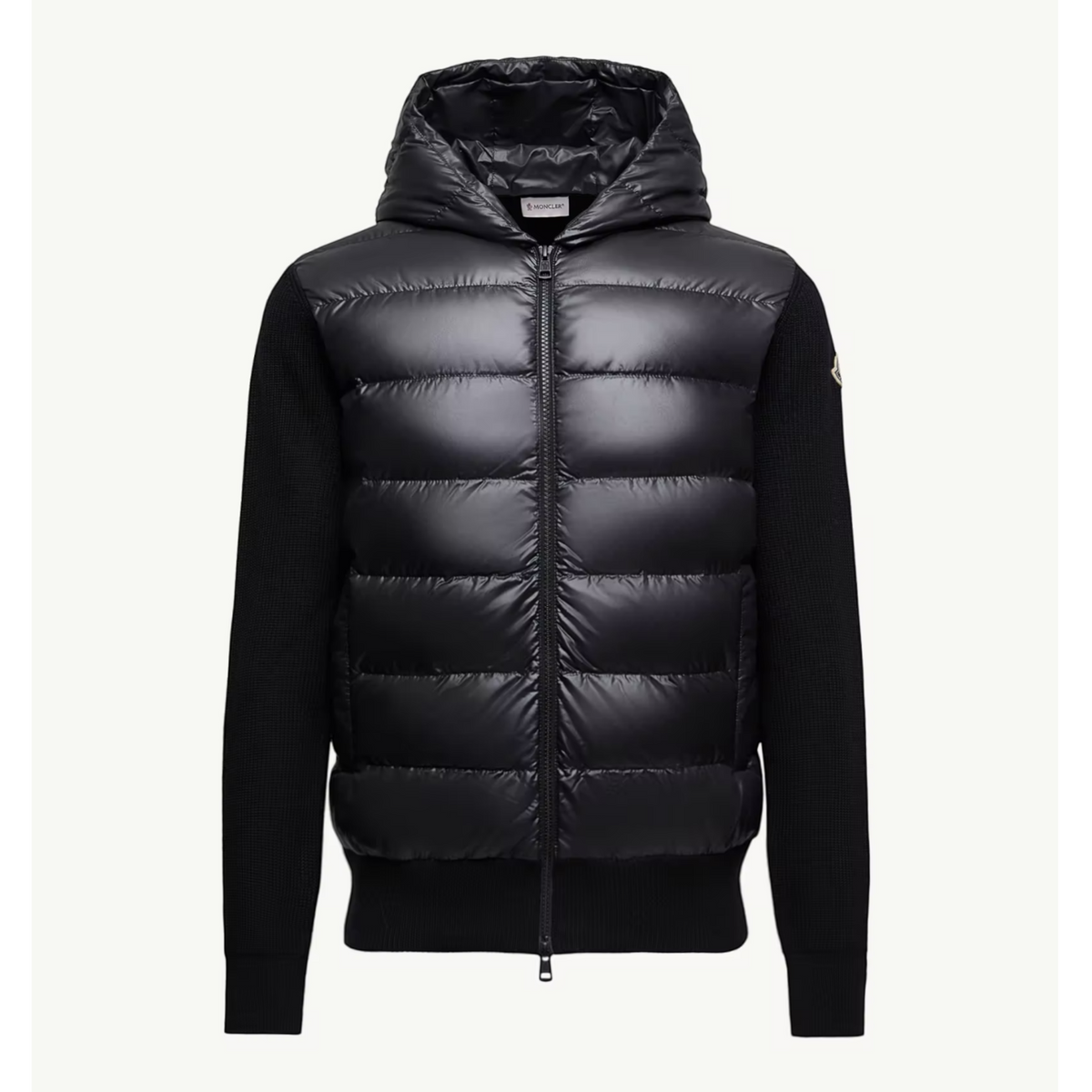 Padded Wool Zip-Up Hoodie Black