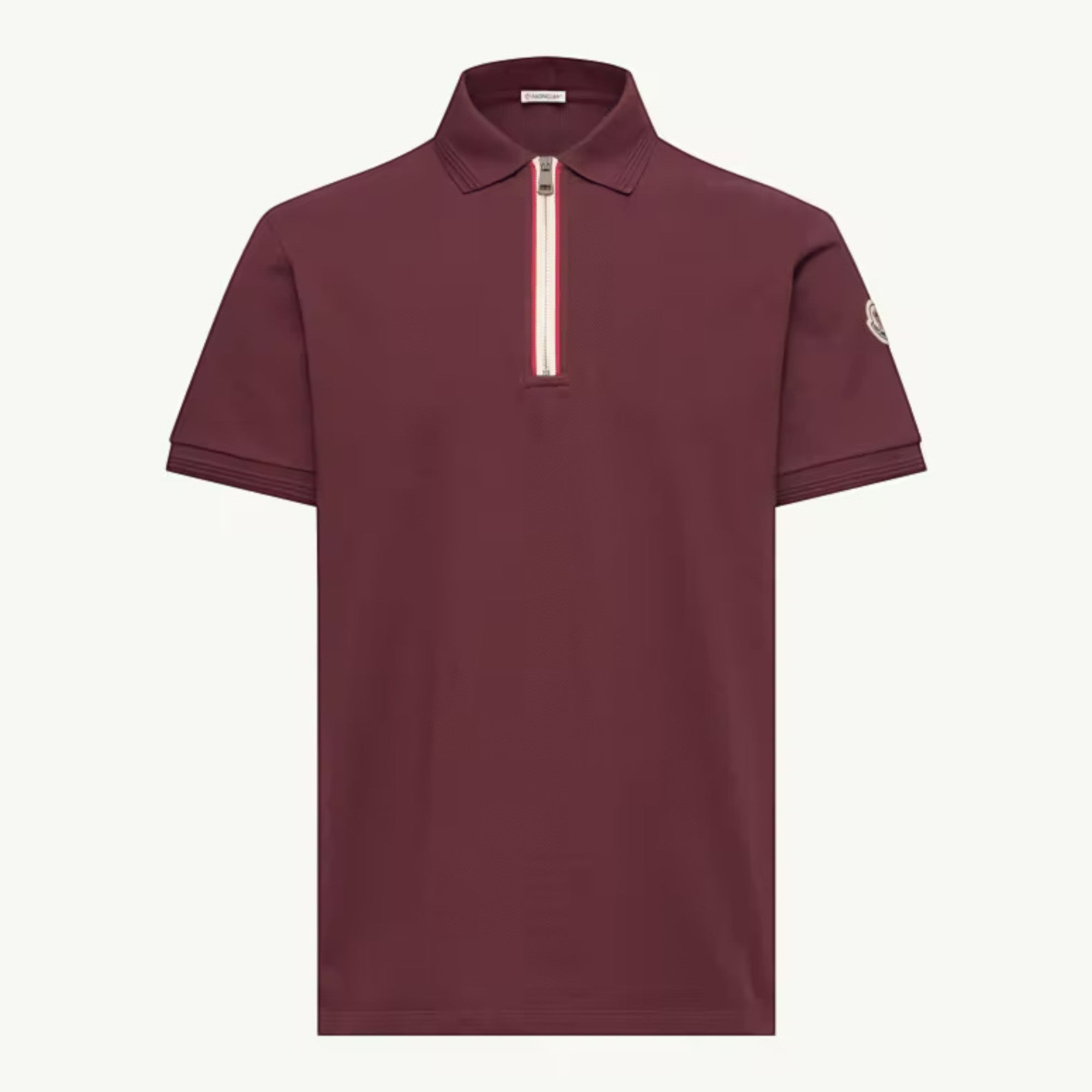 Tricolor Trim Cotton Polo Dark Red